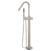 Round Pinless Freestanding Bath Spout & Hand Shower, PVD Brushed Nickel
