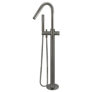 Round Pinless Freestanding Bath Spout & Hand Shower, Shadow