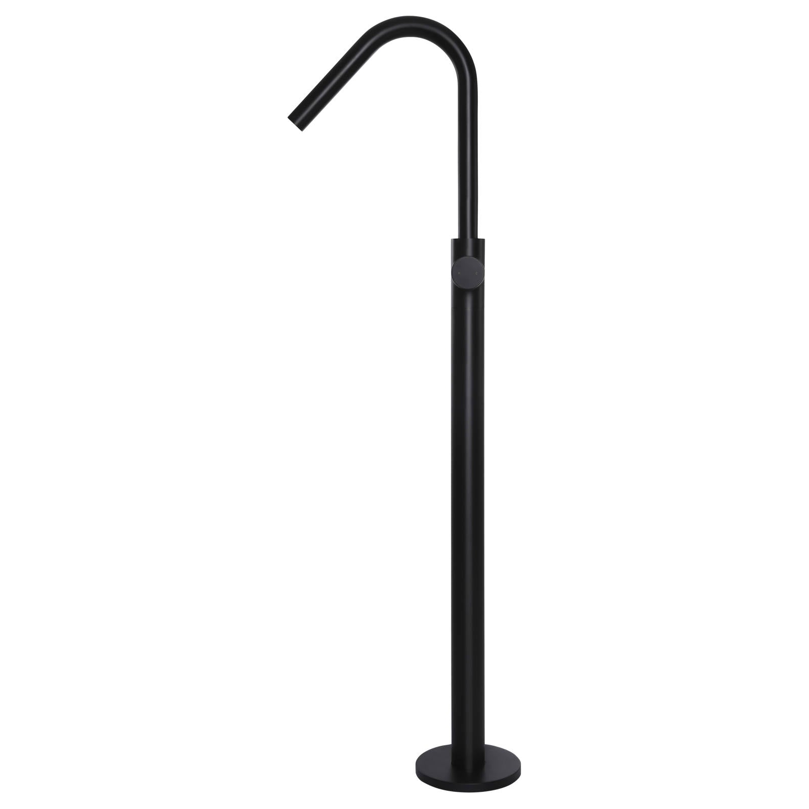 Round Pinless Freestanding Bath Spout & Hand Shower, Matte Black