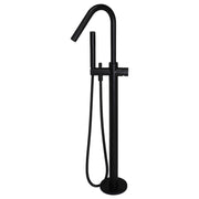 Round Pinless Freestanding Bath Spout & Hand Shower, Matte Black