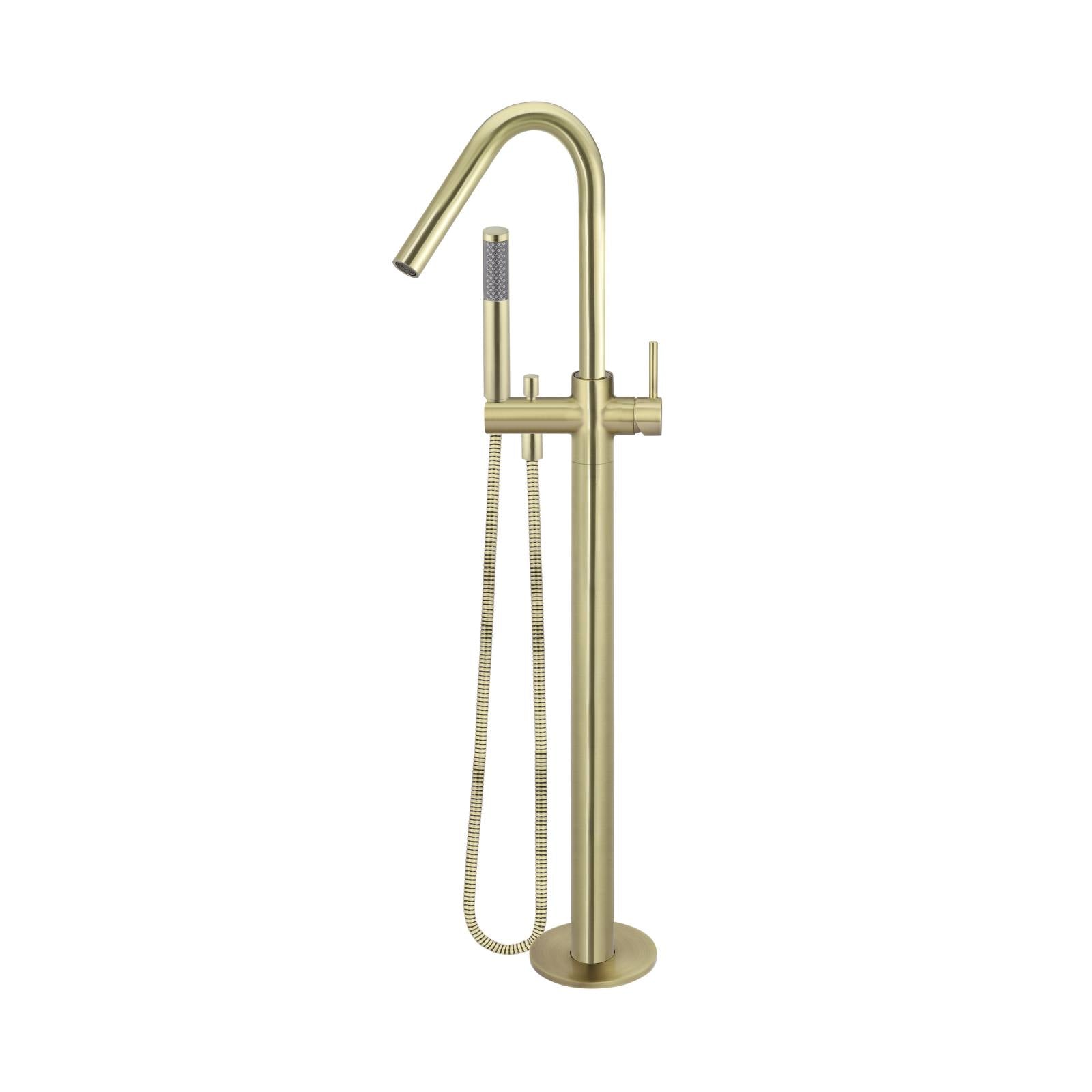 Round Freestanding Bath Spout & Hand Shower, PVD Tiger Bronze