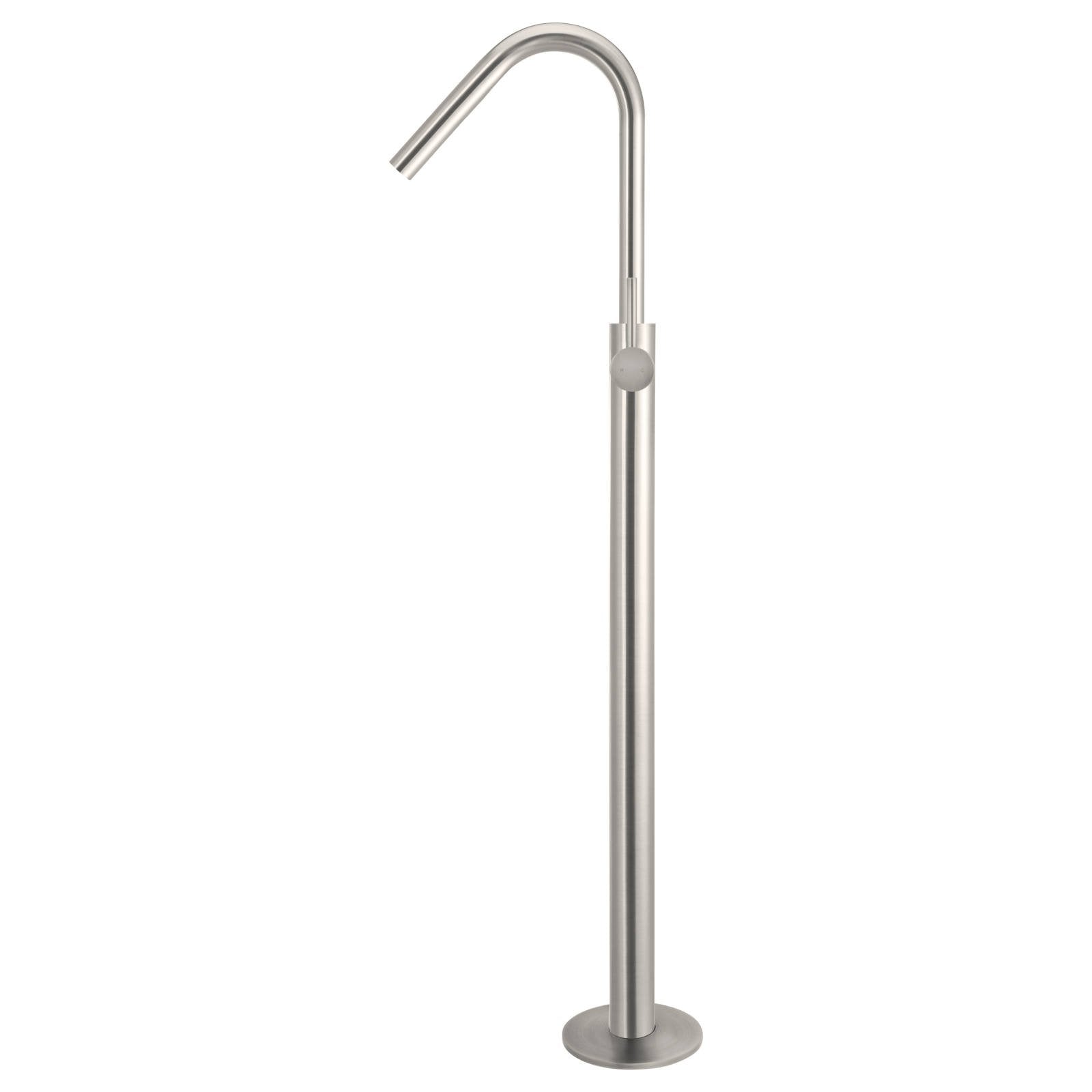 Round Freestanding Bath Spout & Hand Shower, PVD Brushed Nickel