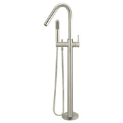 Round Freestanding Bath Spout & Hand Shower, PVD Brushed Nickel