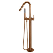 Round Freestanding Bath Spout & Hand Shower, Lustre Bronze