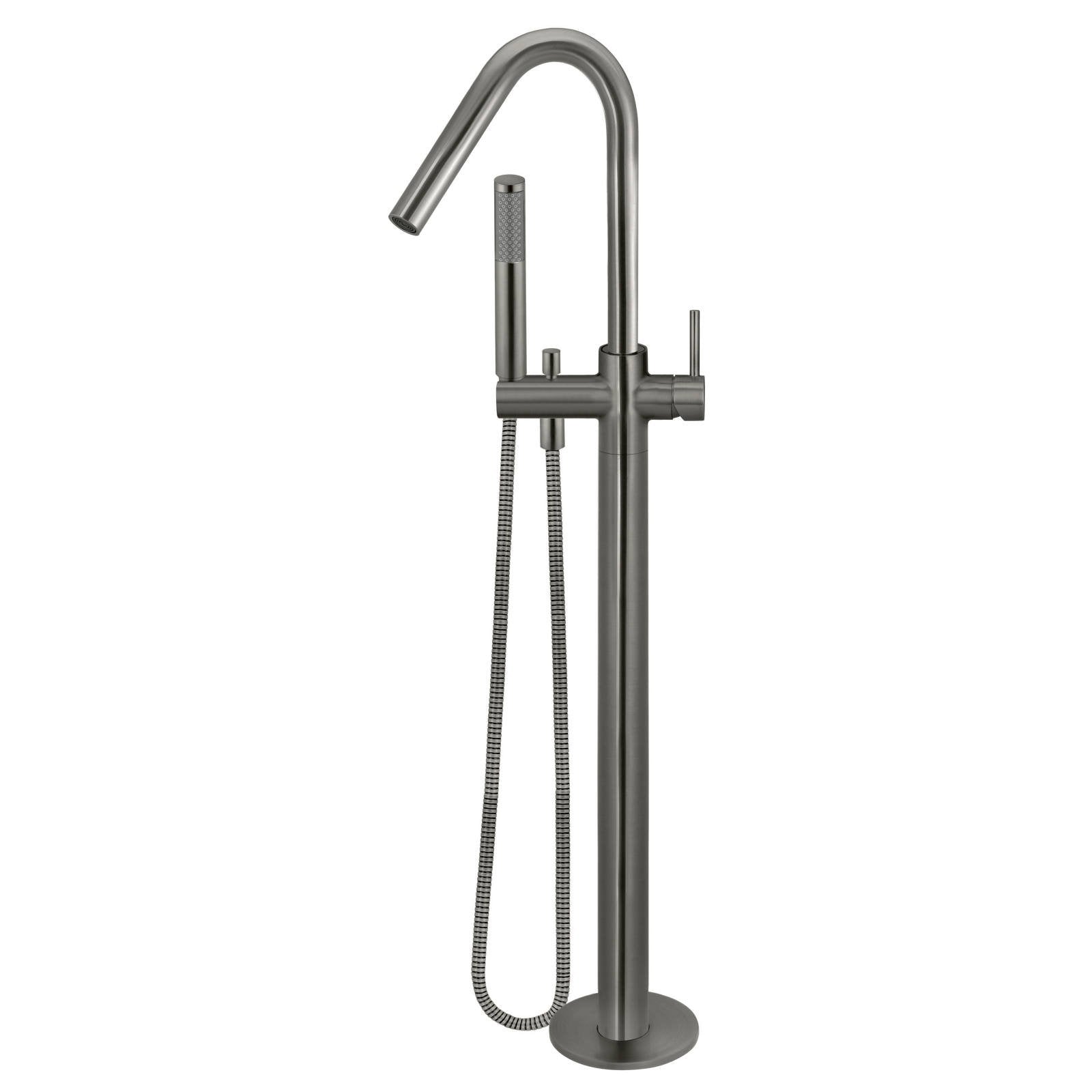 Round Freestanding Bath Spout & Hand Shower, Shadow