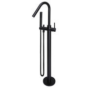 Round Freestanding Bath Spout & Hand Shower, Matte Black