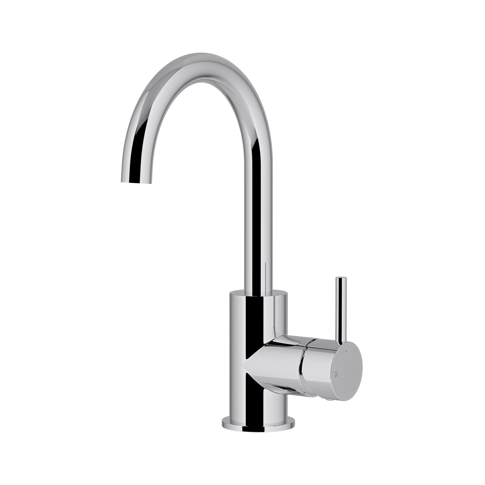 Round Gooseneck Basin Mixer with Cold Start, Polished Chrome