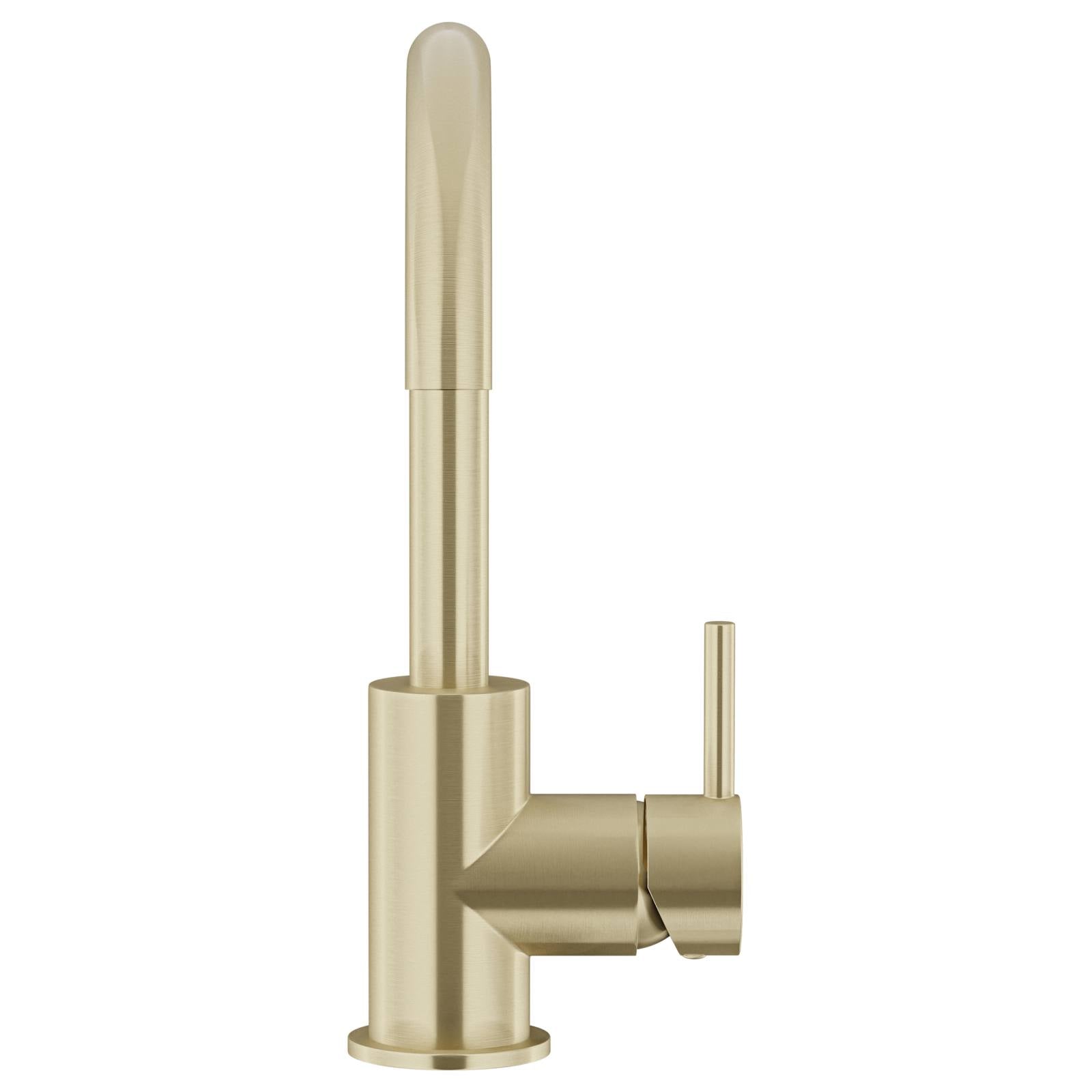 Round Gooseneck Basin Mixer with Cold Start, Tiger Bronze