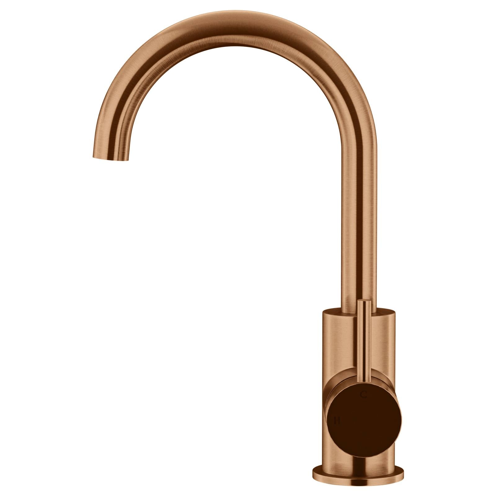 Round Gooseneck Basin Mixer, Lustre Bronze