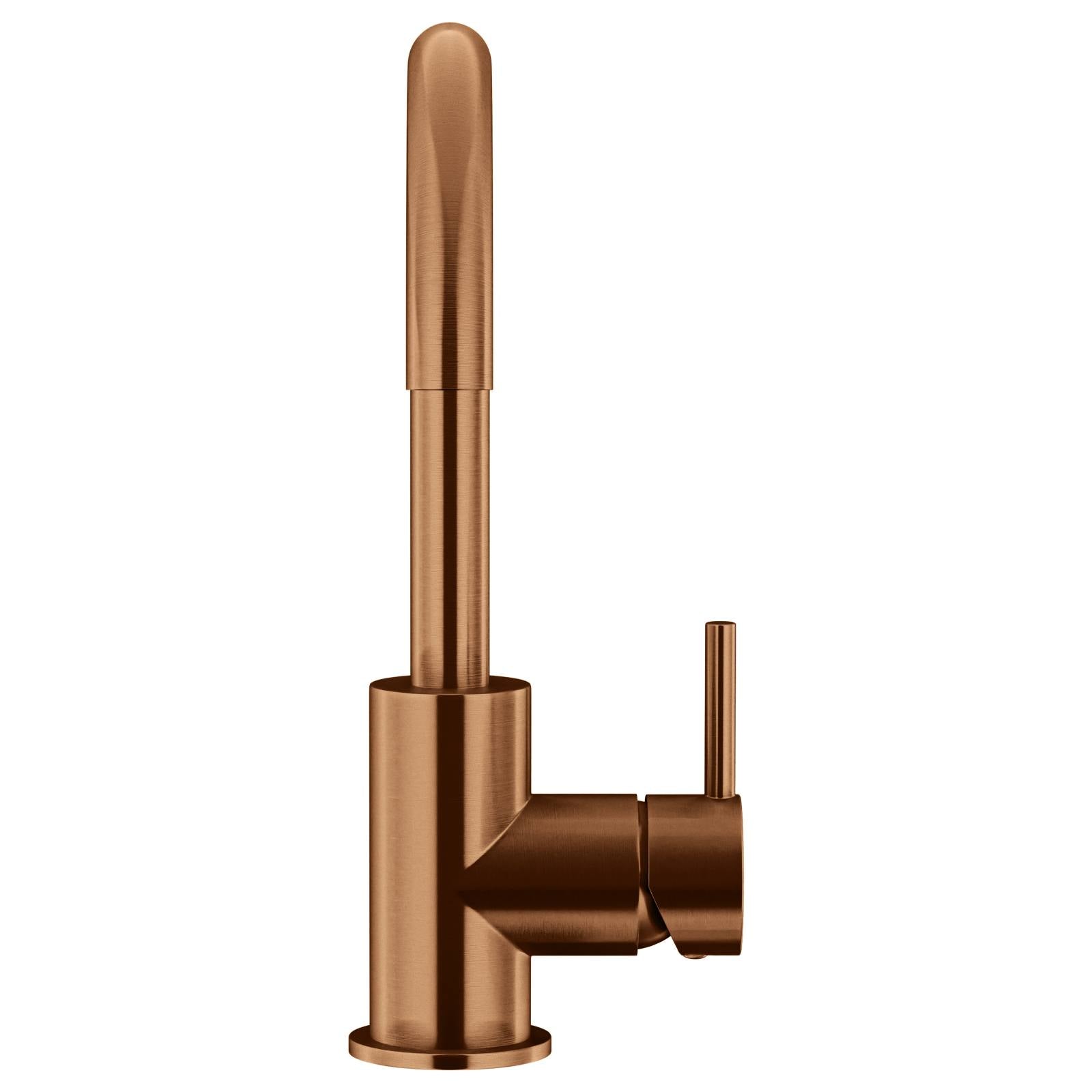 Round Gooseneck Basin Mixer, Lustre Bronze