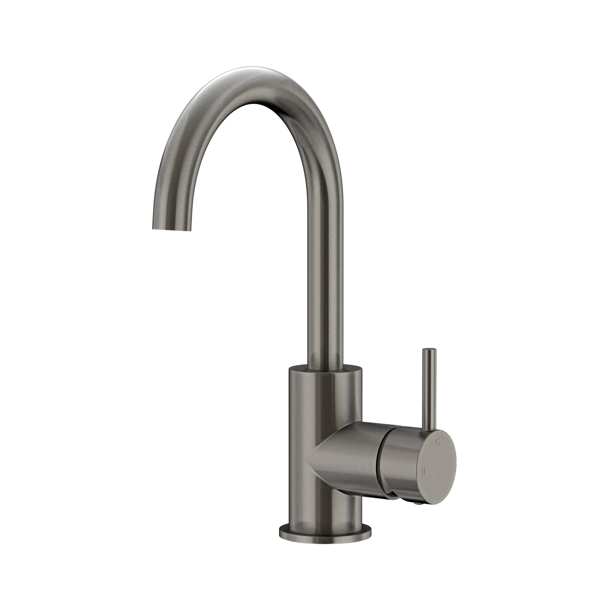 Round Gooseneck Basin Mixer with Cold Start, Shadow
