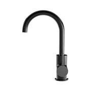 Round Gooseneck Basin Mixer with Cold Start, Matte Black
