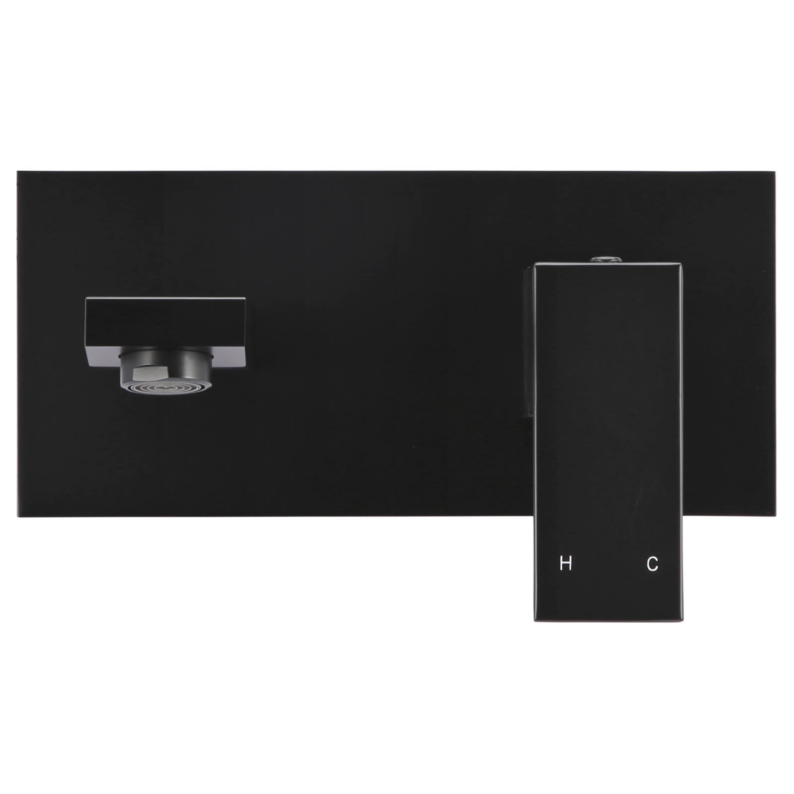 Square Wall Basin Mixer & Spout, Matte Black