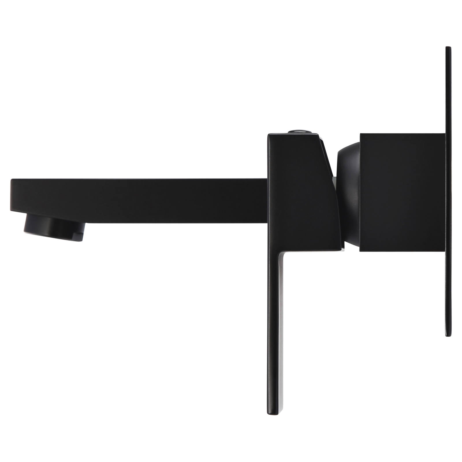 Square Wall Basin Mixer & Spout, Matte Black