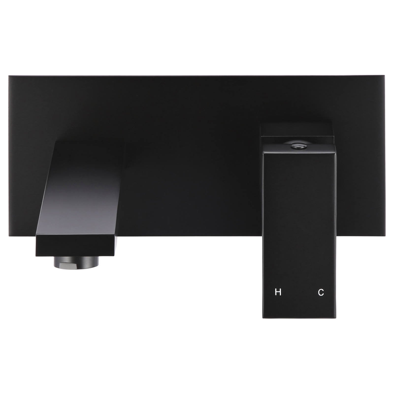 Square Wall Basin Mixer & Spout, Matte Black