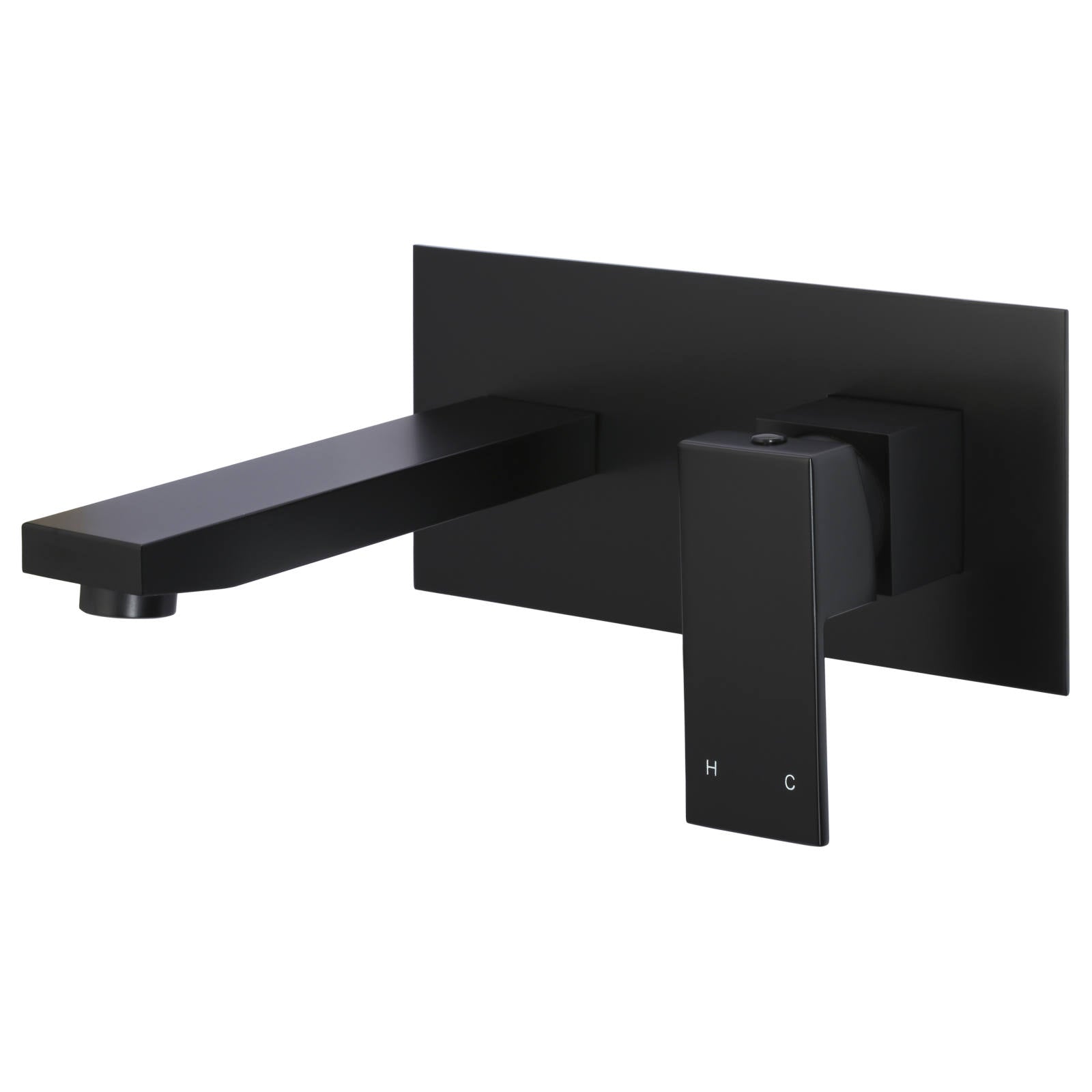 Square Wall Basin Mixer & Spout, Matte Black