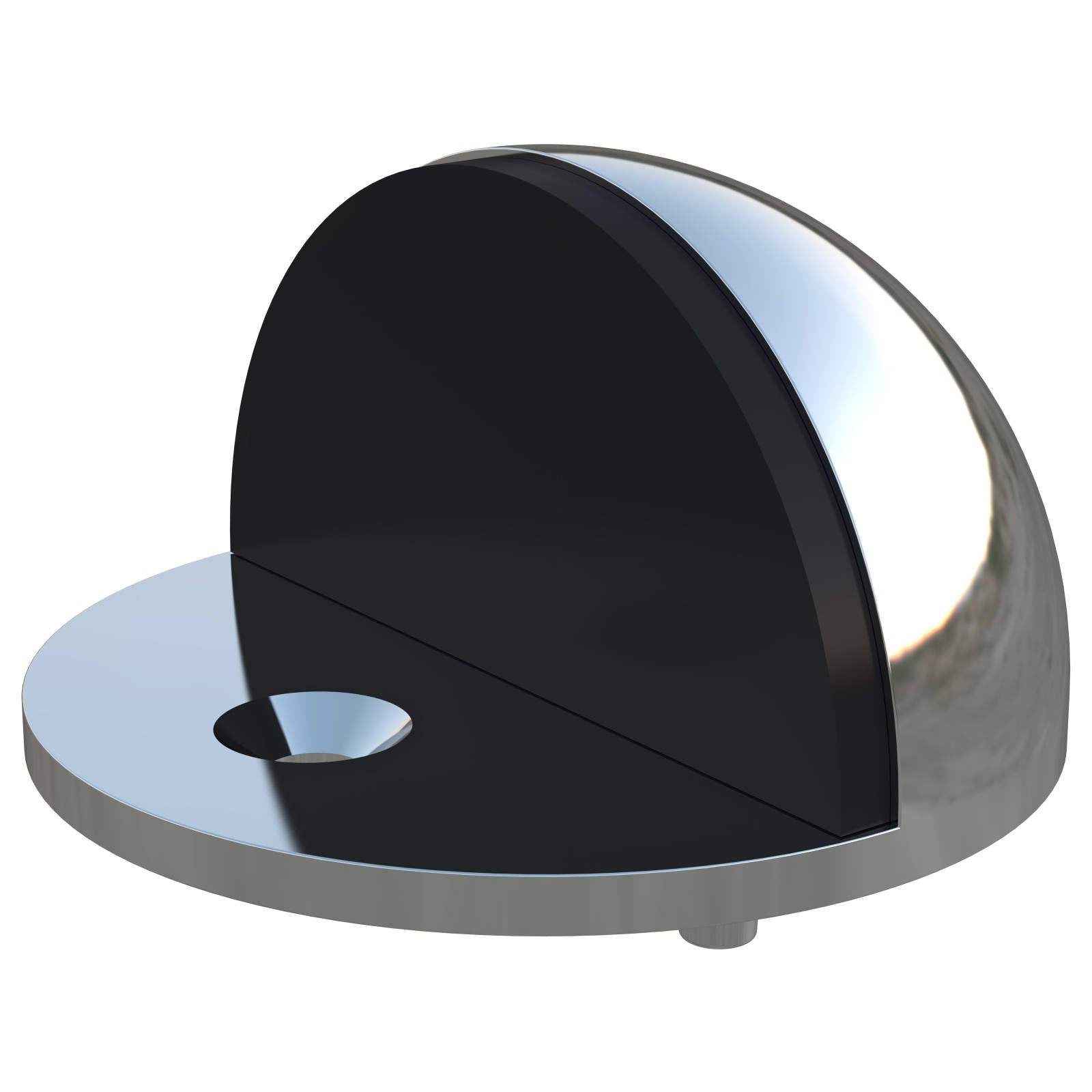 Round Half Moon Door Stop, Polished Chrome