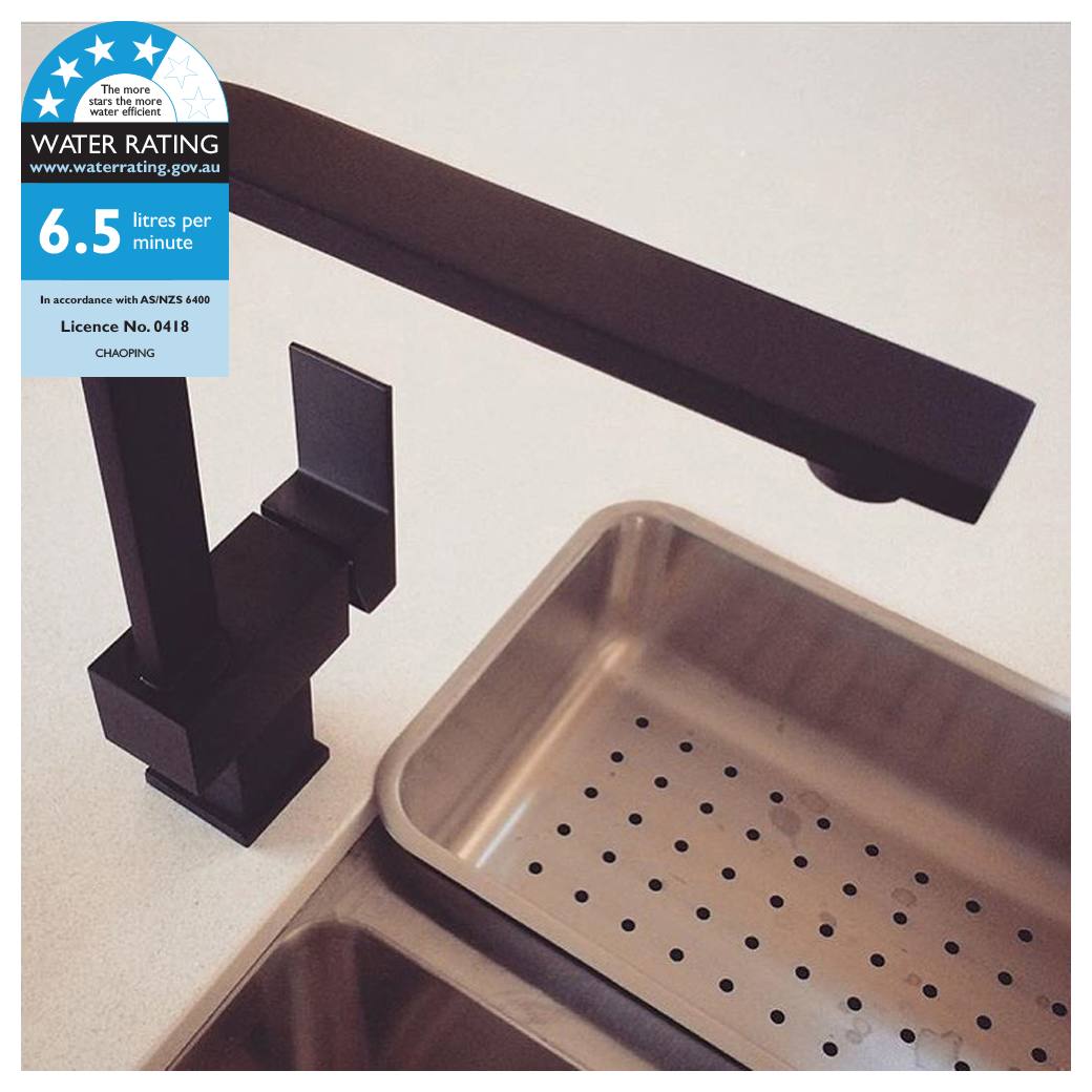 Square Kitchen Mixer, Matte Black