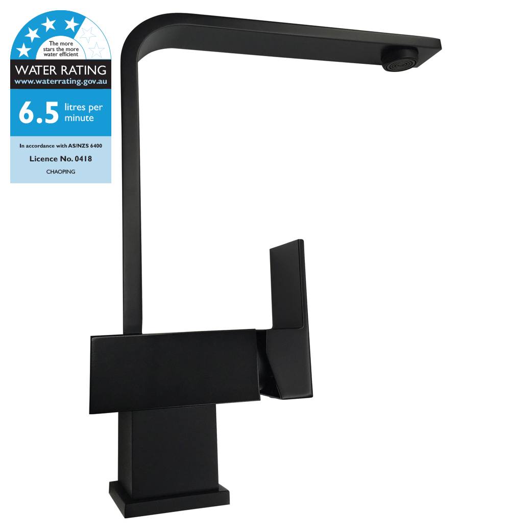Square Kitchen Mixer, Matte Black