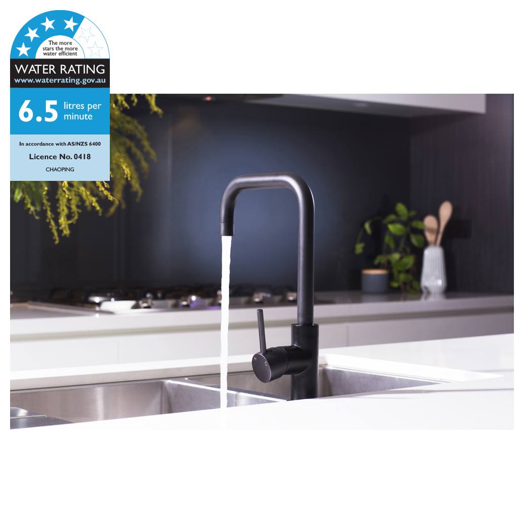 Meir Round Kitchen Mixer, Matte Black