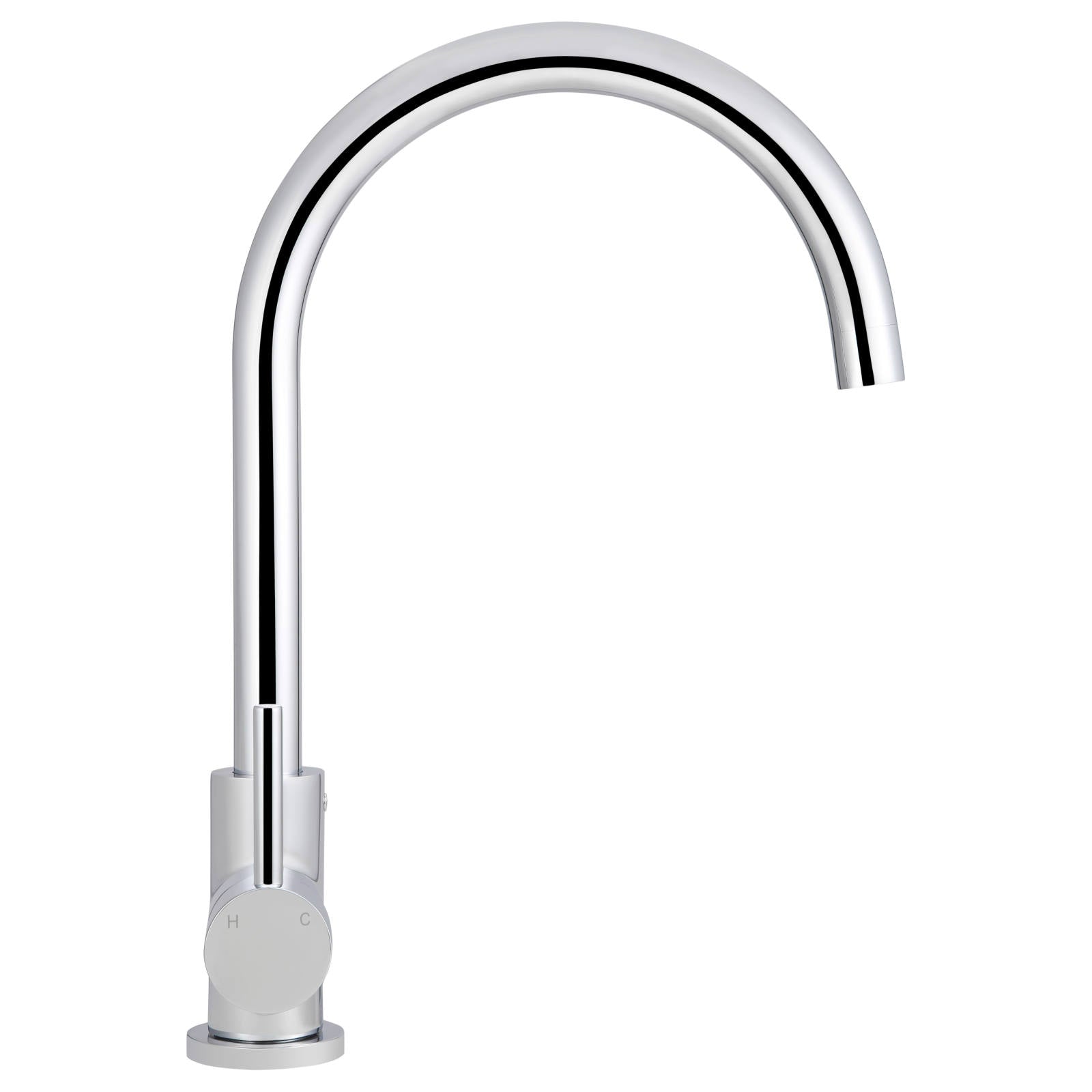 Meir Round Gooseneck Kitchen Mixer, Polished Chrome