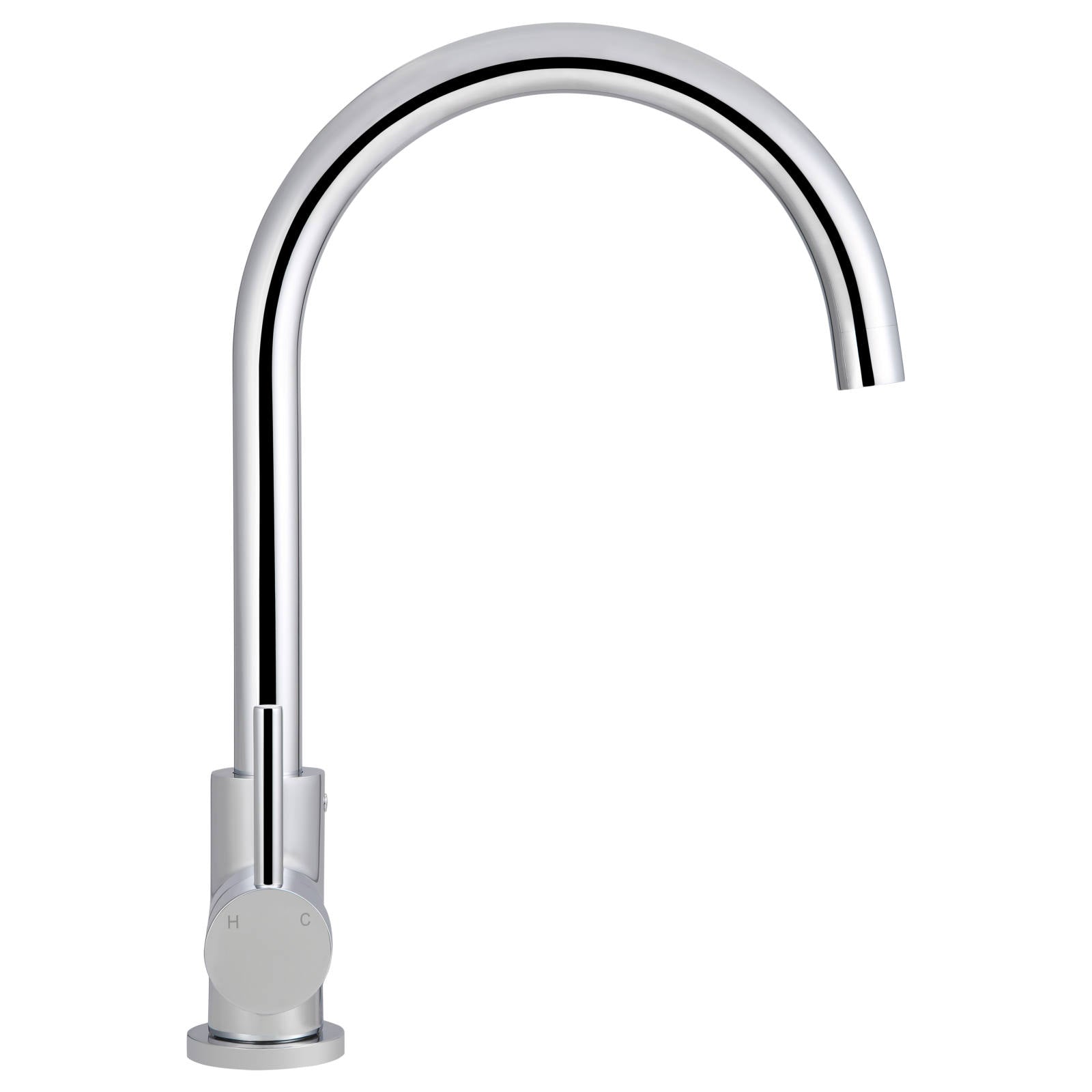 Meir Round Gooseneck Kitchen Mixer, Polished Chrome