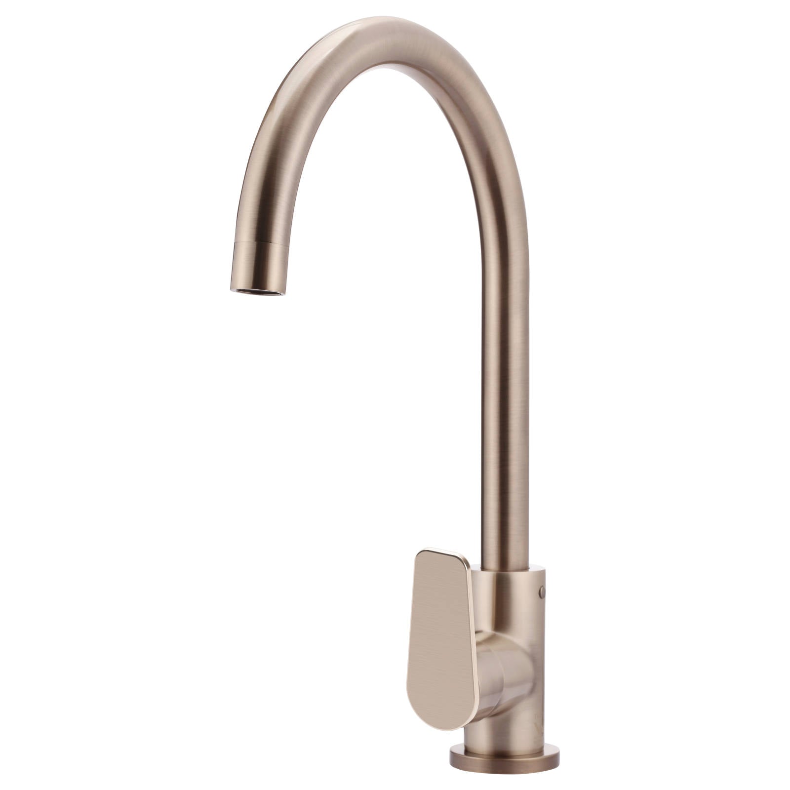 Round Gooseneck Kitchen Mixer w Paddle Handle, Champagne