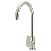 Round Gooseneck Kitchen Mixer w Paddle Handle, PVD Brushed Nickel