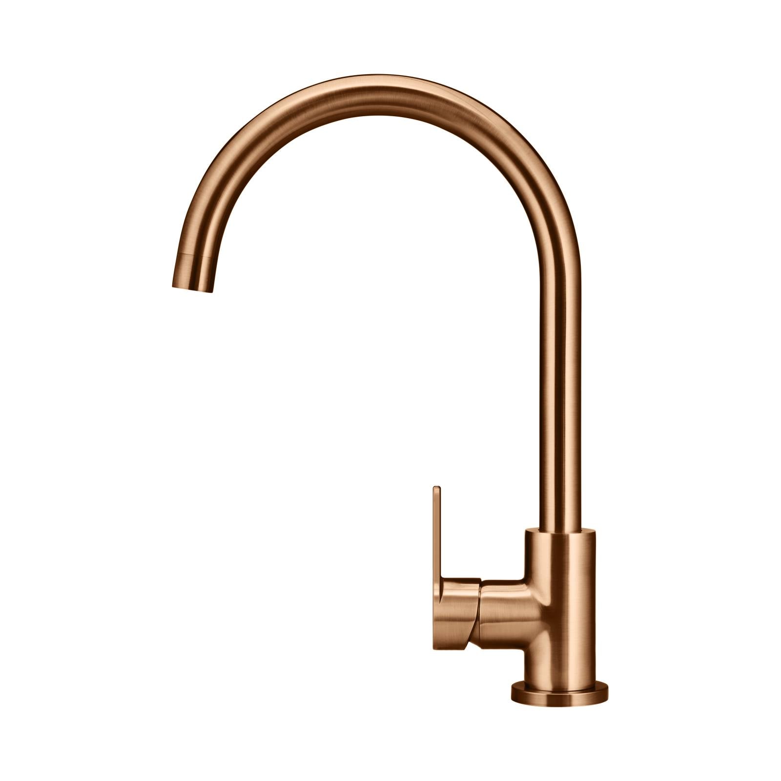 Round Gooseneck Kitchen Mixer w Paddle Handle, Lustre Bronze