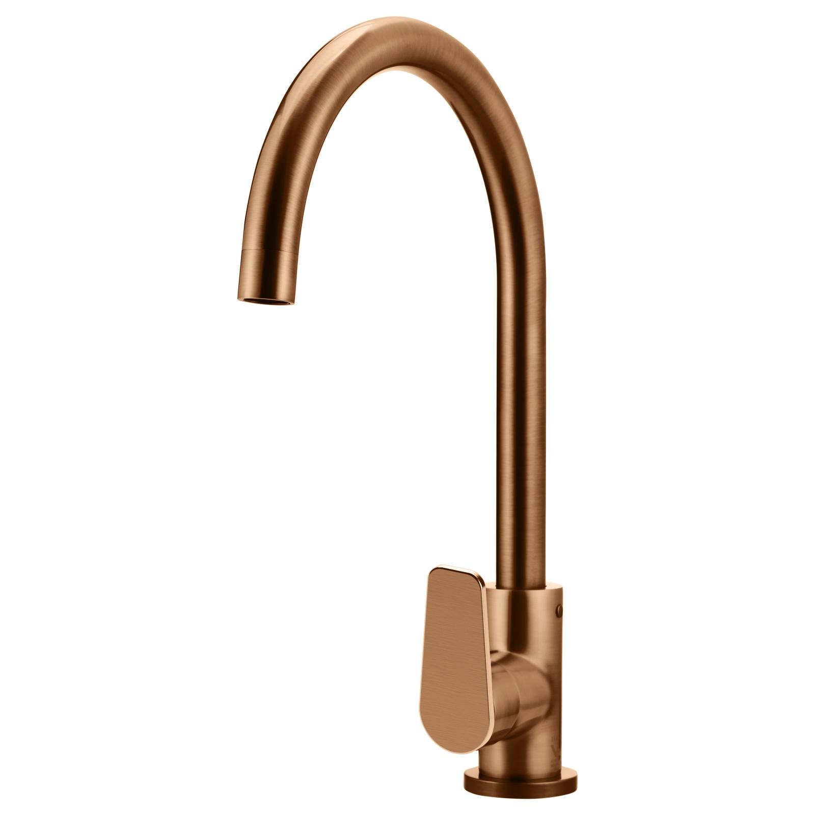 Round Gooseneck Kitchen Mixer w Paddle Handle, Lustre Bronze