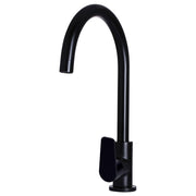 Round Gooseneck Kitchen Mixer w Paddle Handle, Matte Black