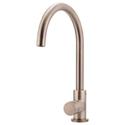 Round Gooseneck Kitchen Mixer w Pinless Handle, Champagne