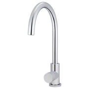 Round Gooseneck Kitchen Mixer w Pinless Handle, Polished Chrome