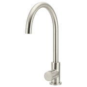 Round Gooseneck Kitchen Mixer w Pinless Handle, PVD Brushed Nickel