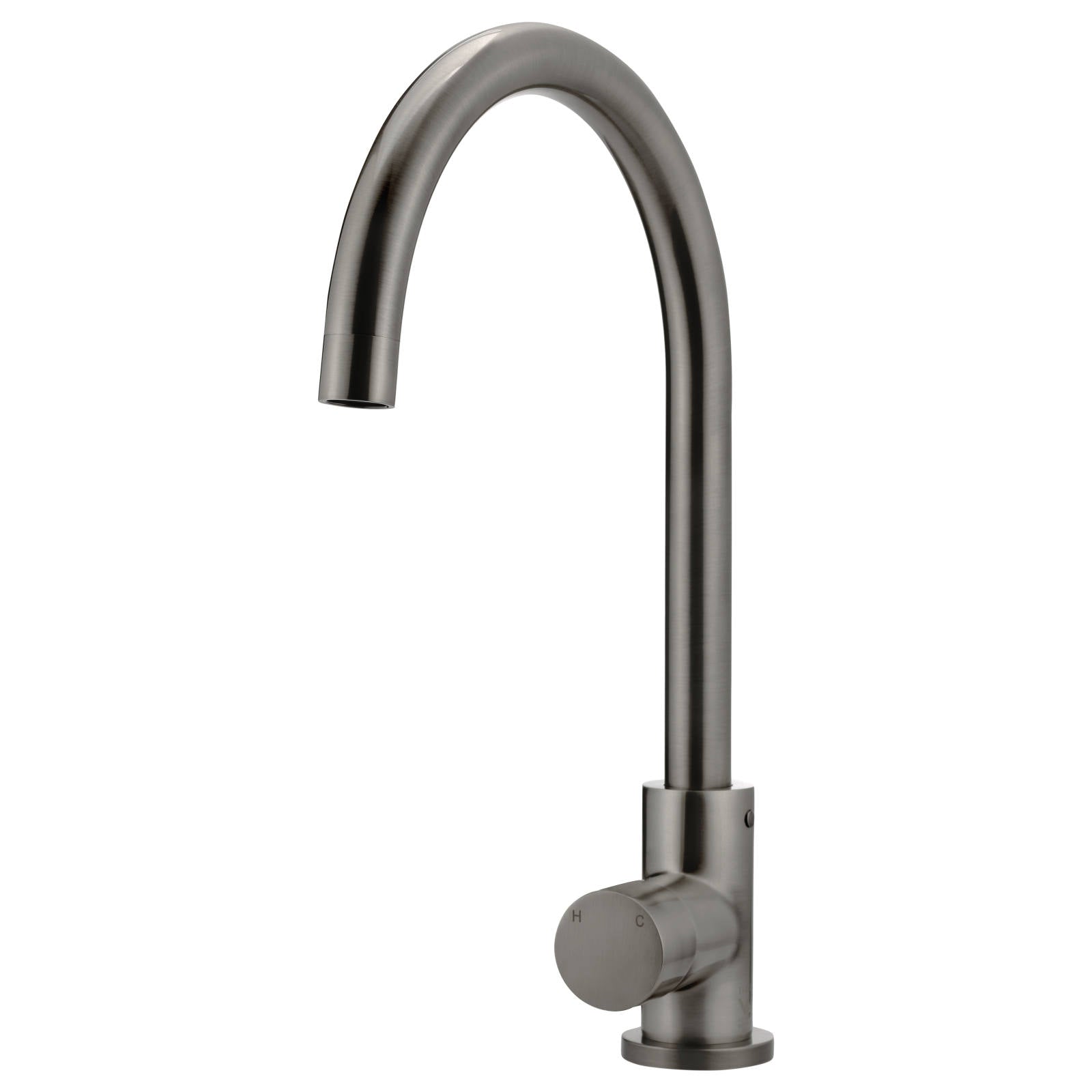 Round Gooseneck Kitchen Mixer w Pinless Handle, Shadow