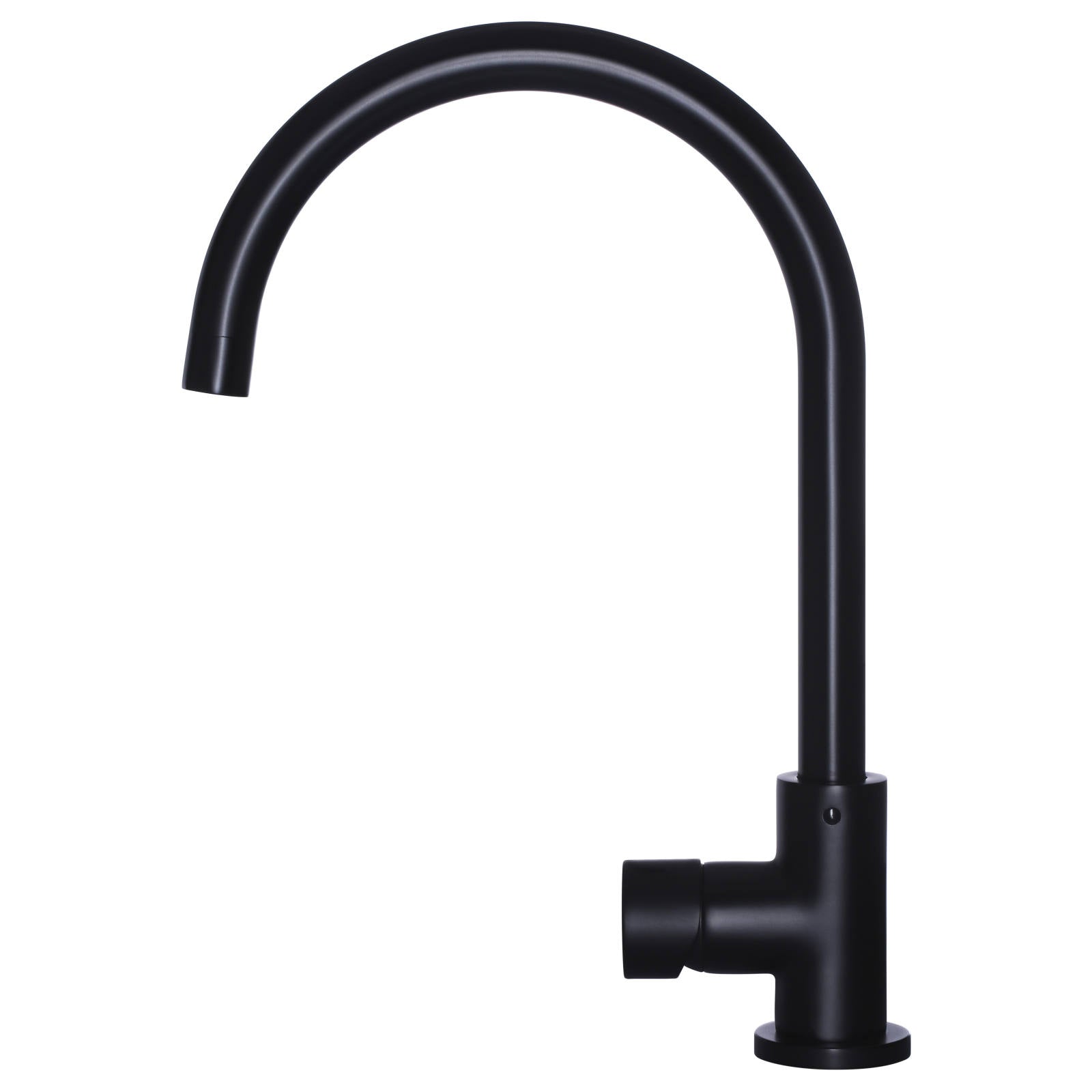 Round Gooseneck Kitchen Mixer w Pinless Handle, Matte Black