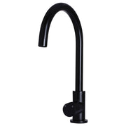 Round Gooseneck Kitchen Mixer w Pinless Handle, Matte Black