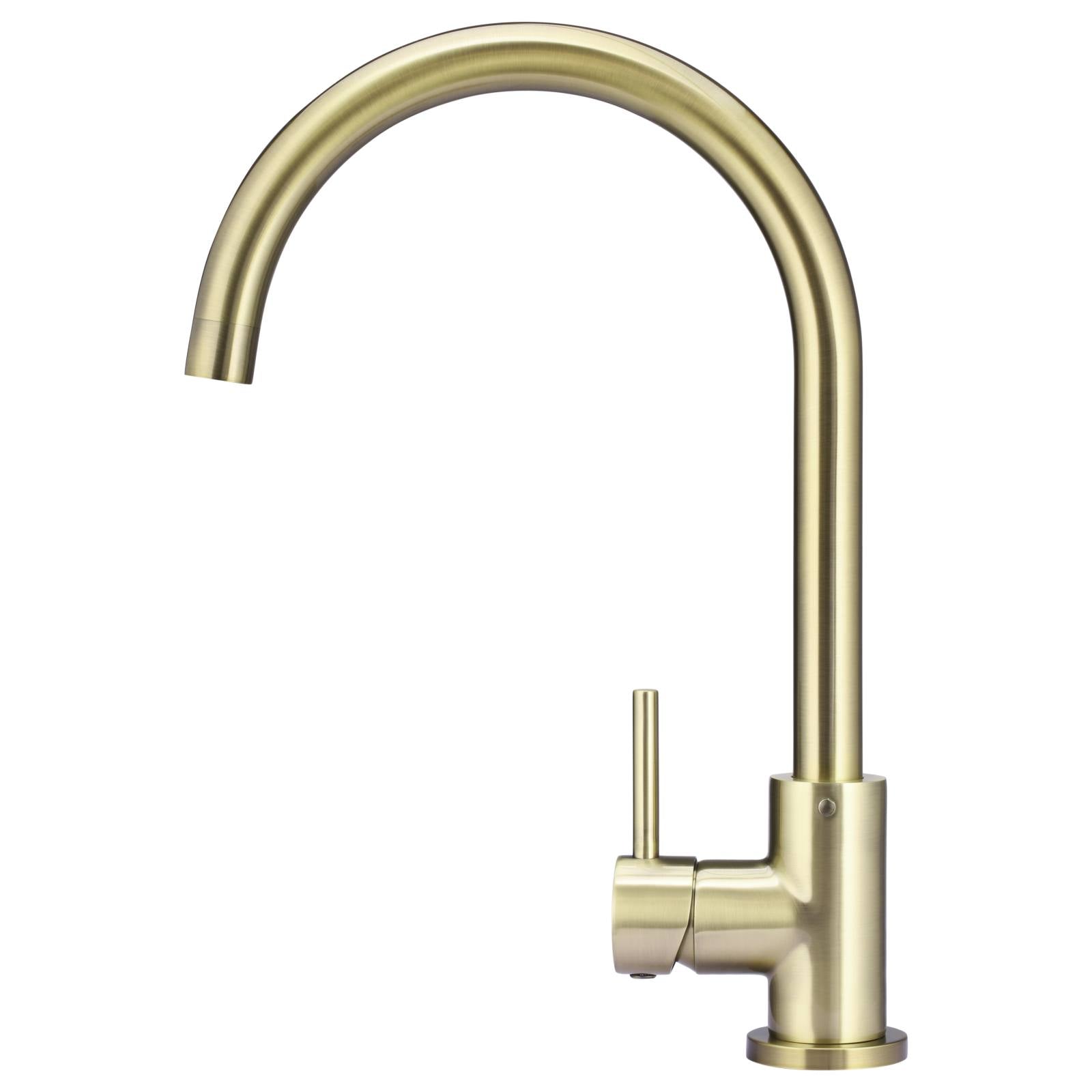 Meir Round Gooseneck Kitchen Mixer, PVD Tiger Bronze