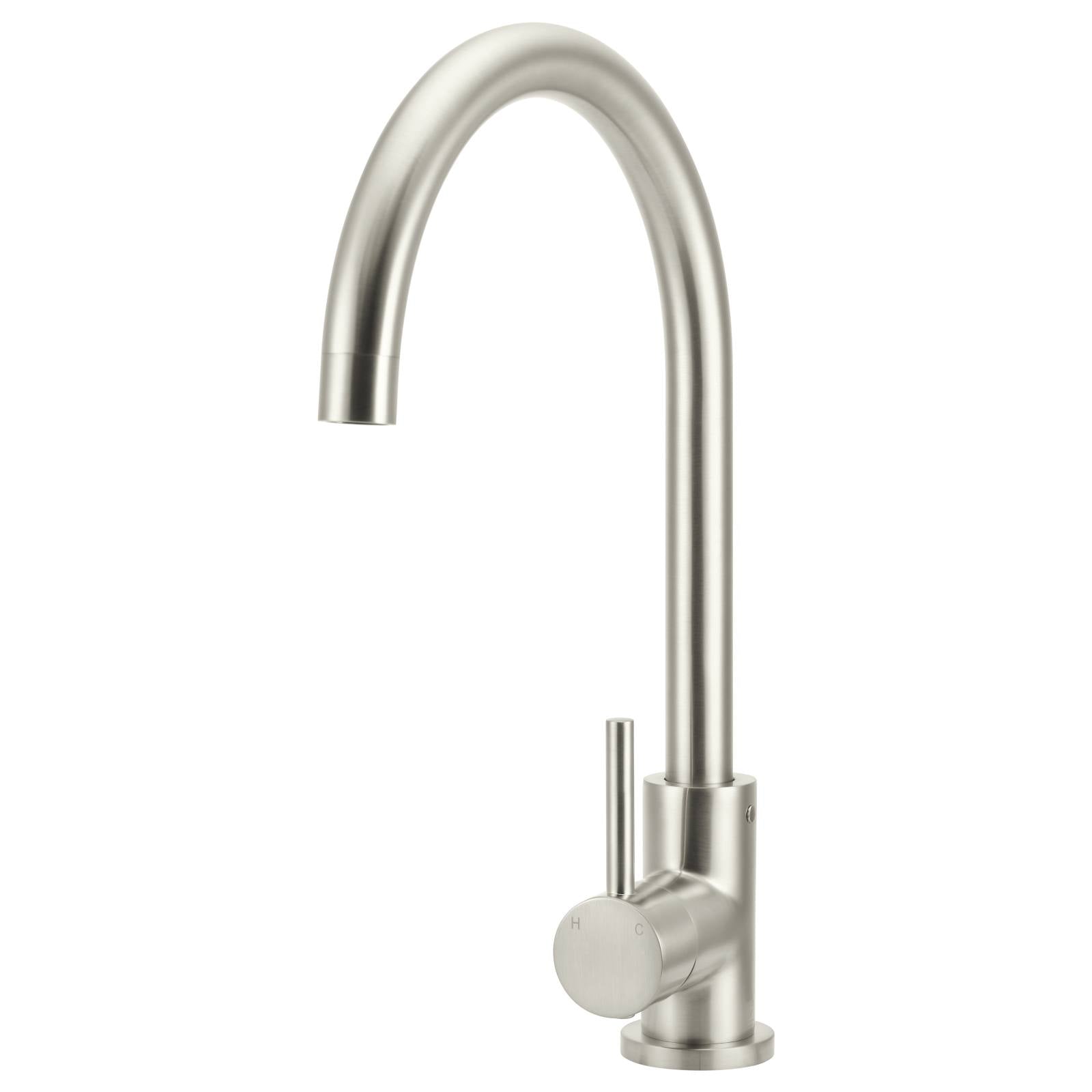 Meir Round Gooseneck Kitchen Mixer, PVD Brushed Nickel