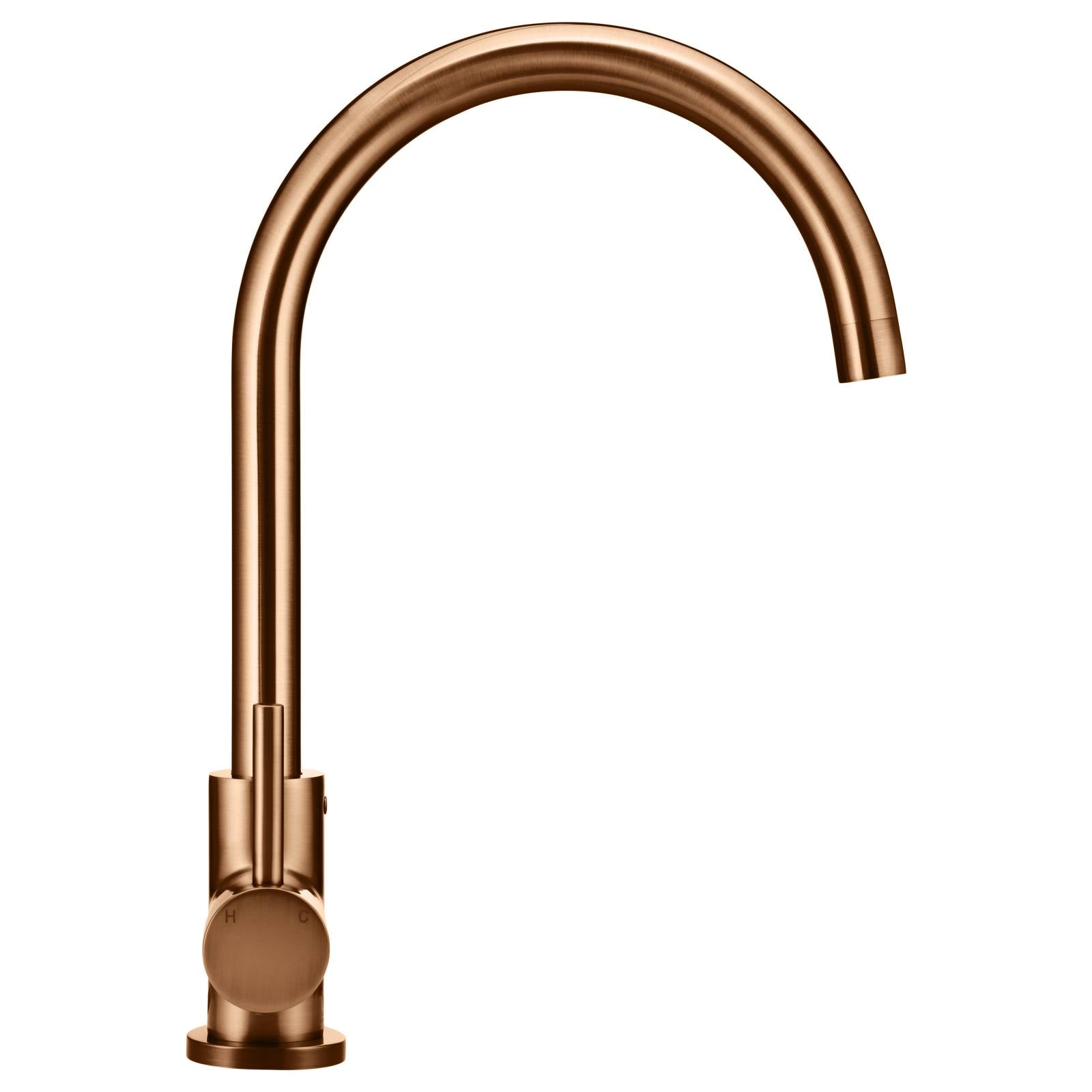 Meir Round Gooseneck Kitchen Mixer, Lustre Bronze