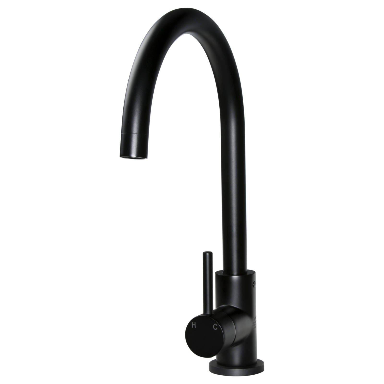 Meir Round Gooseneck Kitchen Mixer, Matte Black