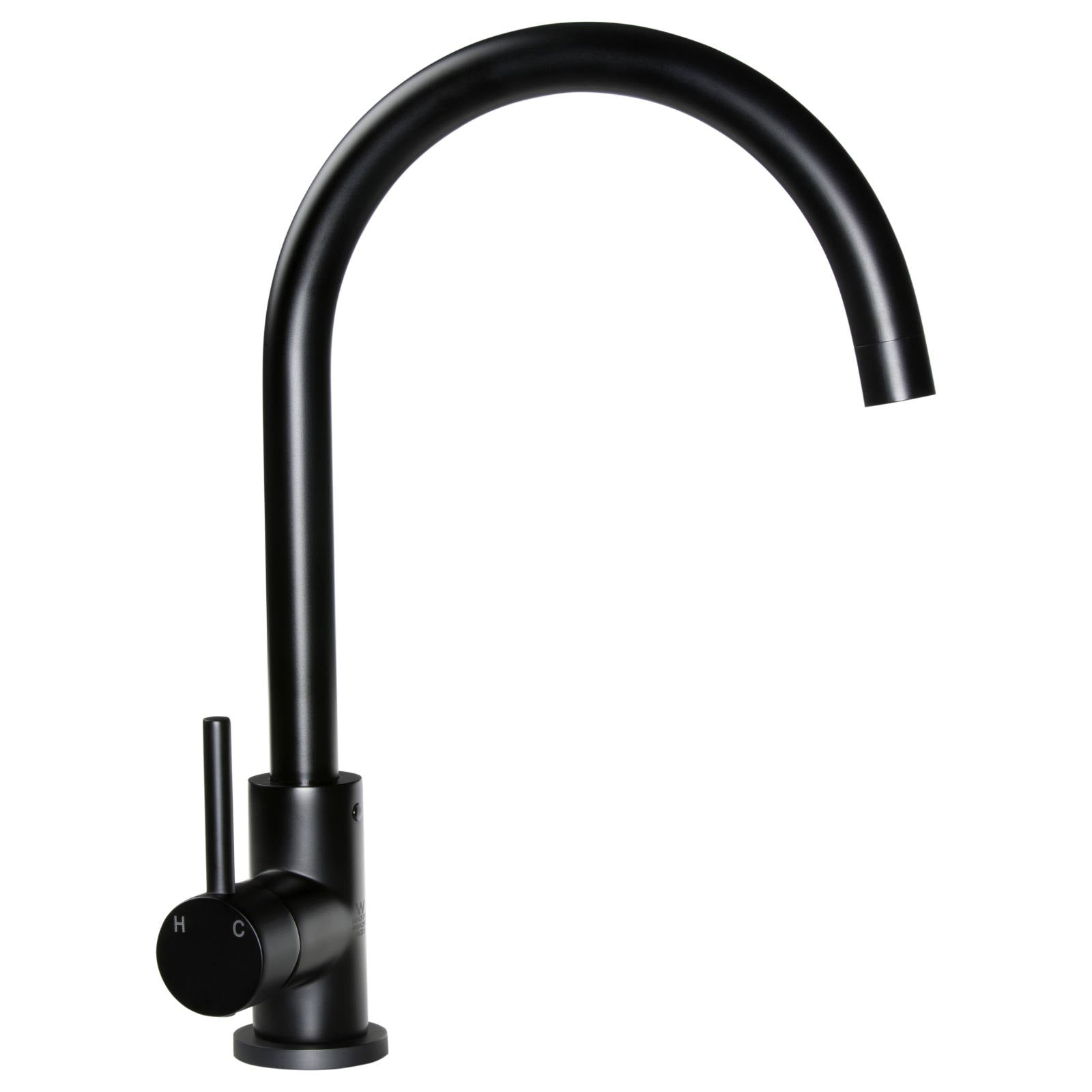 Meir Round Gooseneck Kitchen Mixer, Matte Black