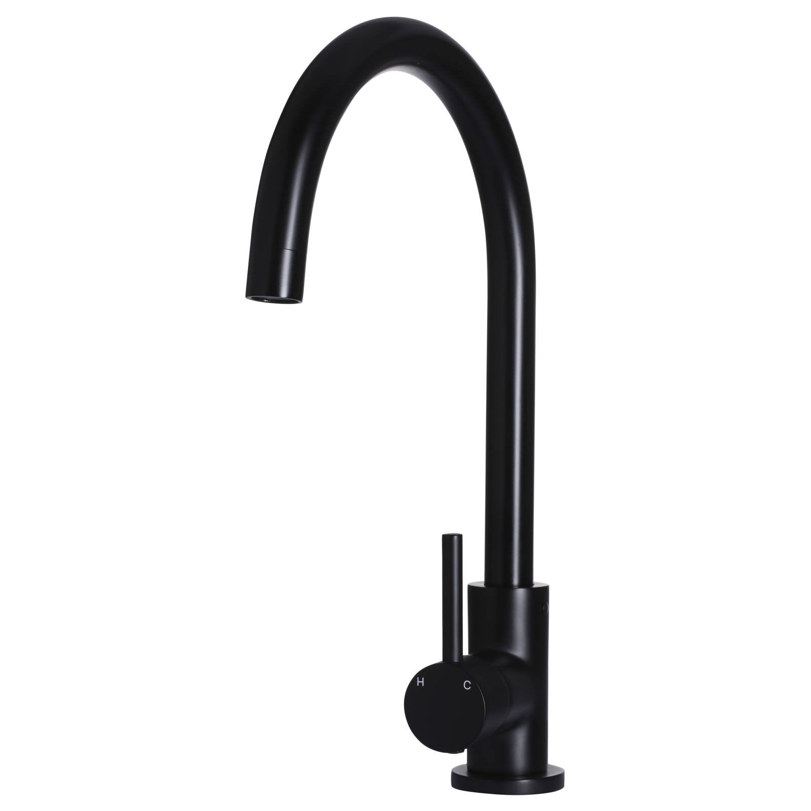 Meir Round Gooseneck Kitchen Mixer, Matte Black
