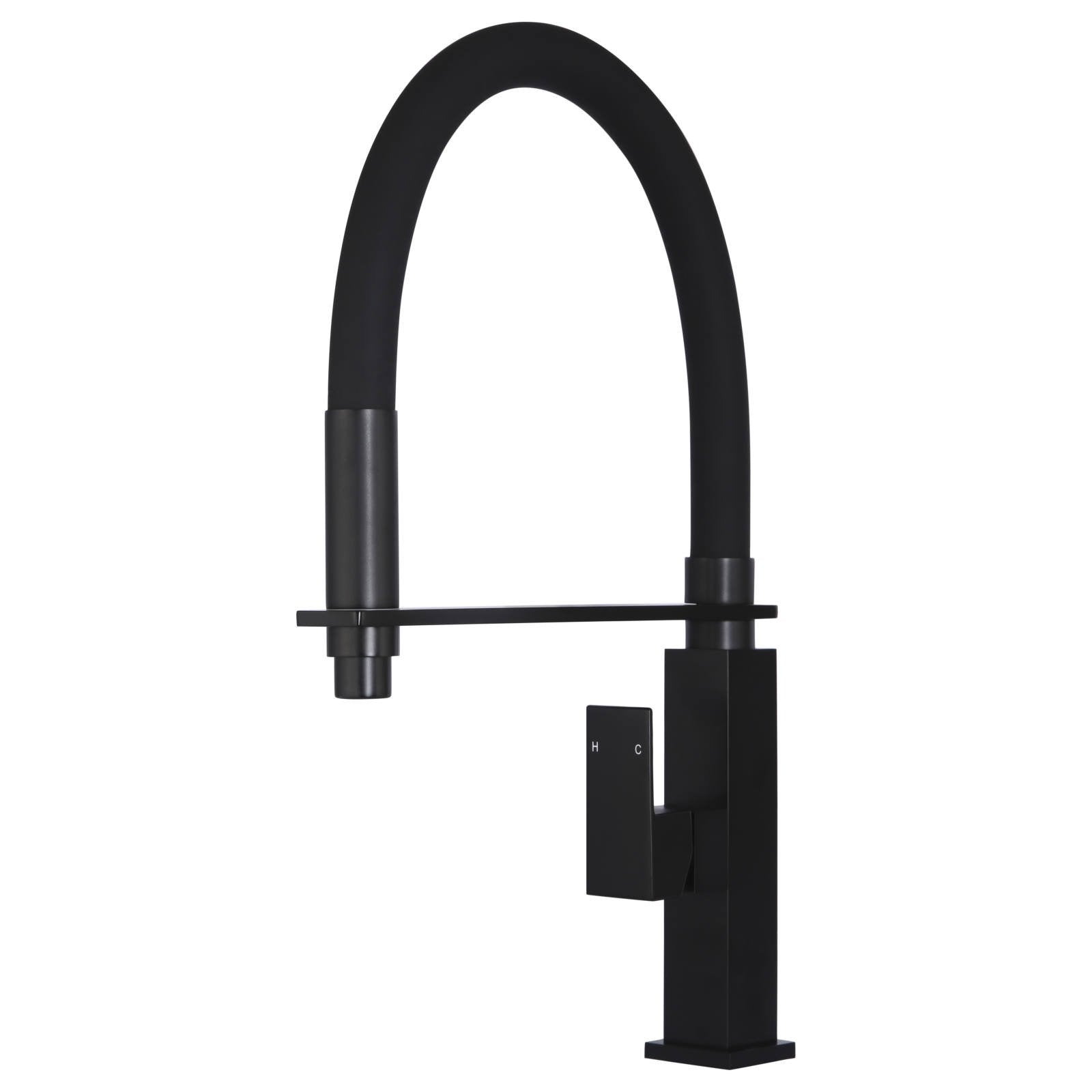 Square Flexible Kitchen Mixer, Matte Black