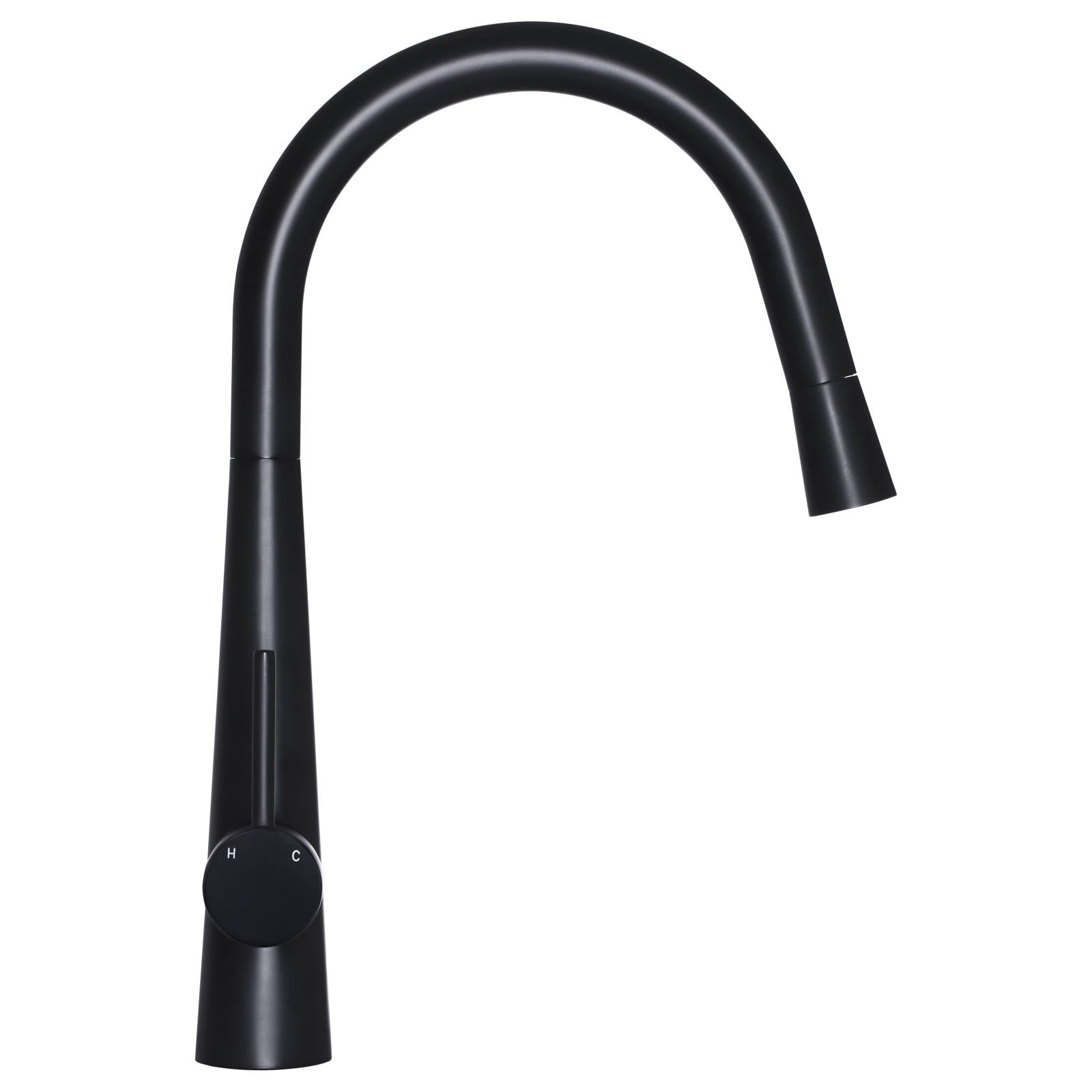 Round Pull Out Kitchen Mixer, Matte Black