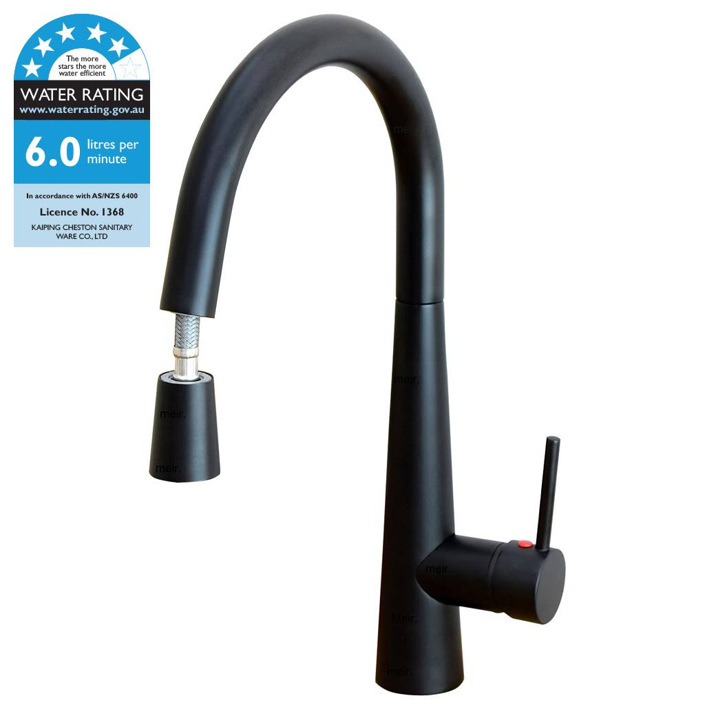 Round Pull Out Kitchen Mixer, Matte Black