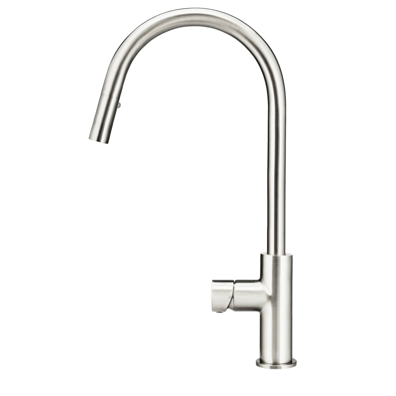 Round Pinless Piccola Pull Out Kitchen Mixer, PVD Brushed Nickel