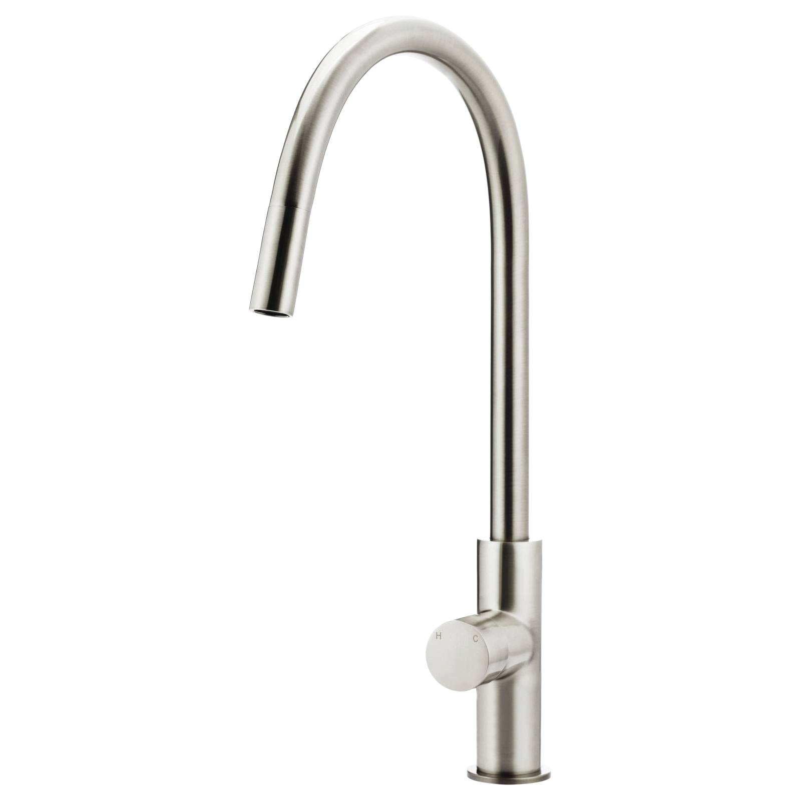 Round Pinless Piccola Pull Out Kitchen Mixer, PVD Brushed Nickel