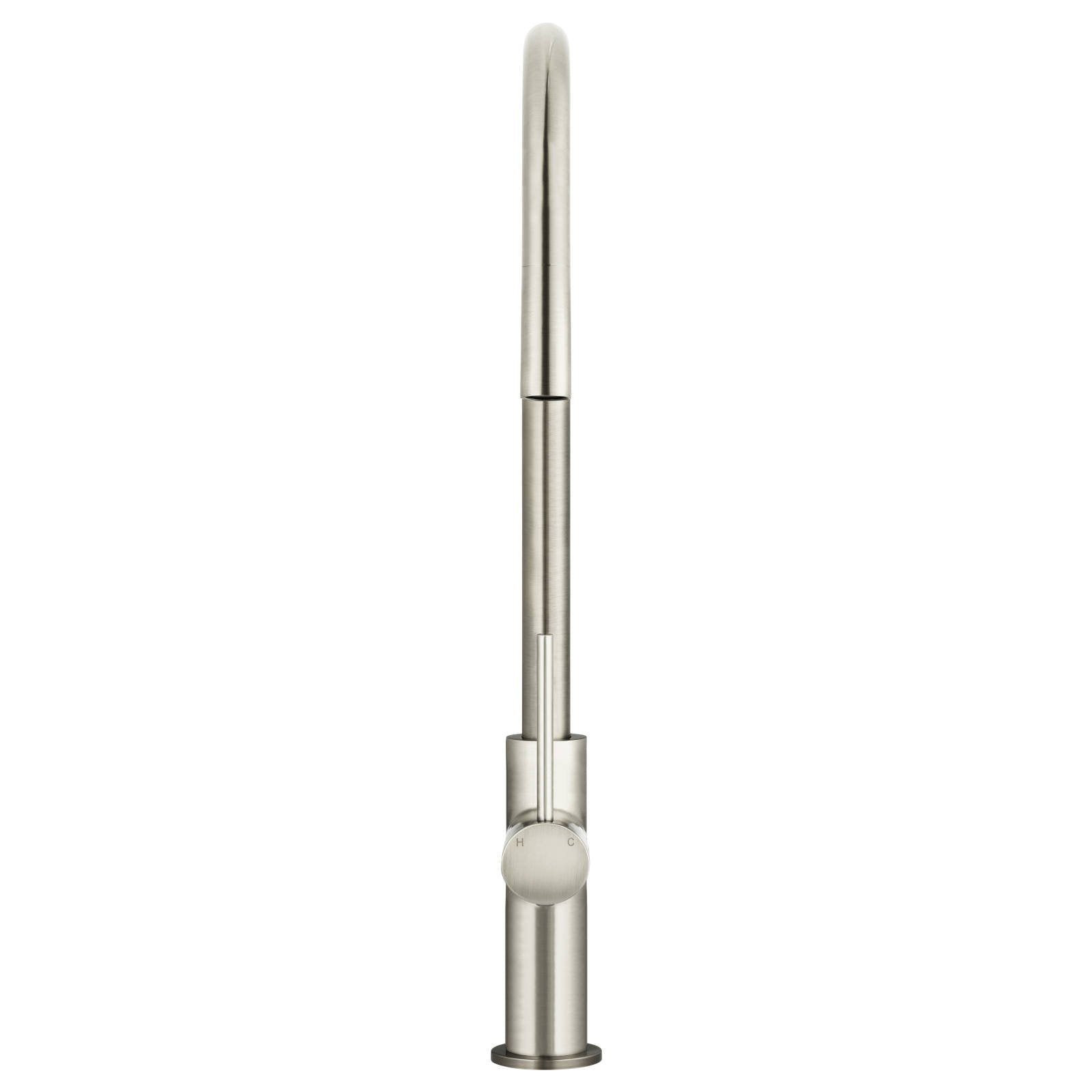 Round Piccola Pull Out Kitchen Mixer, PVD Brushed Nickel