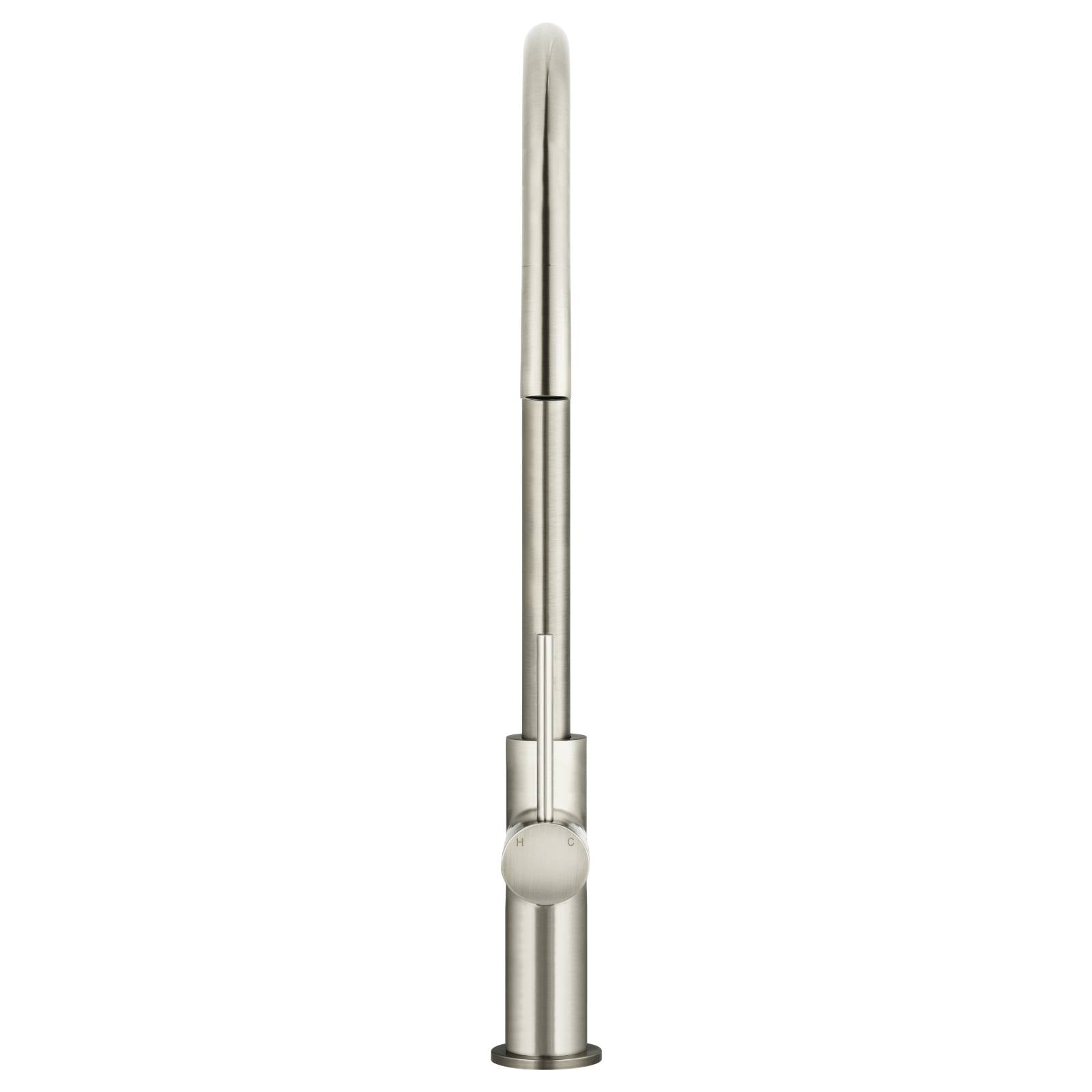 Round Piccola Pull Out Kitchen Mixer, PVD Brushed Nickel